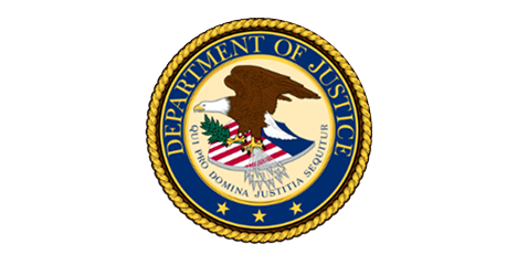 Department of Justice seal on black background.