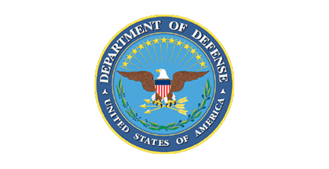 Department of Defense emblem on black background.