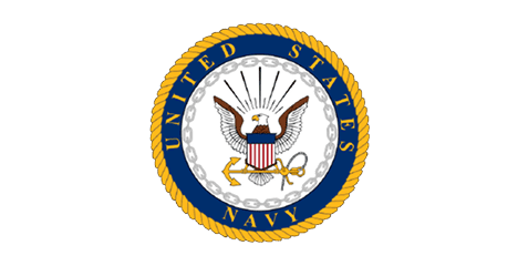 United States Navy emblem on black background.