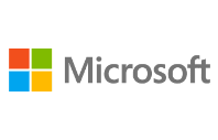 Microsoft logo with colorful window icon.