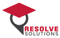 Resolve Solutions logo with red graduation cap.