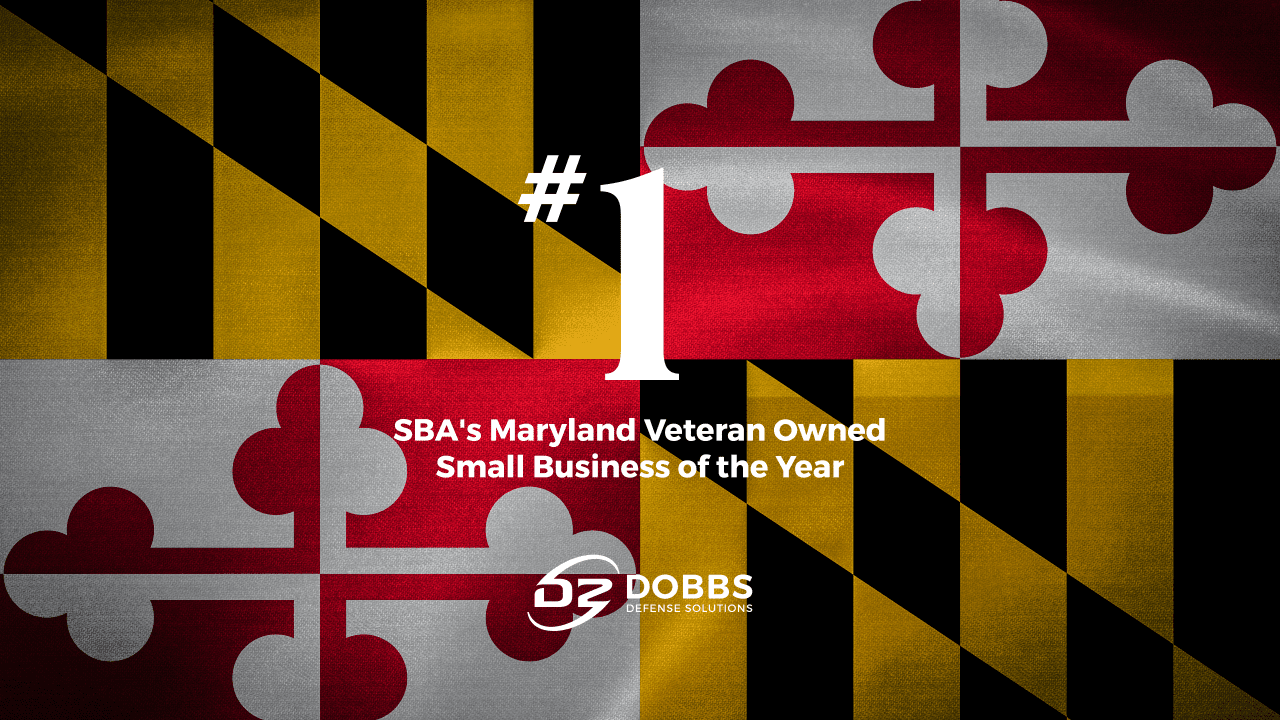 Maryland flag with award text and logo.
