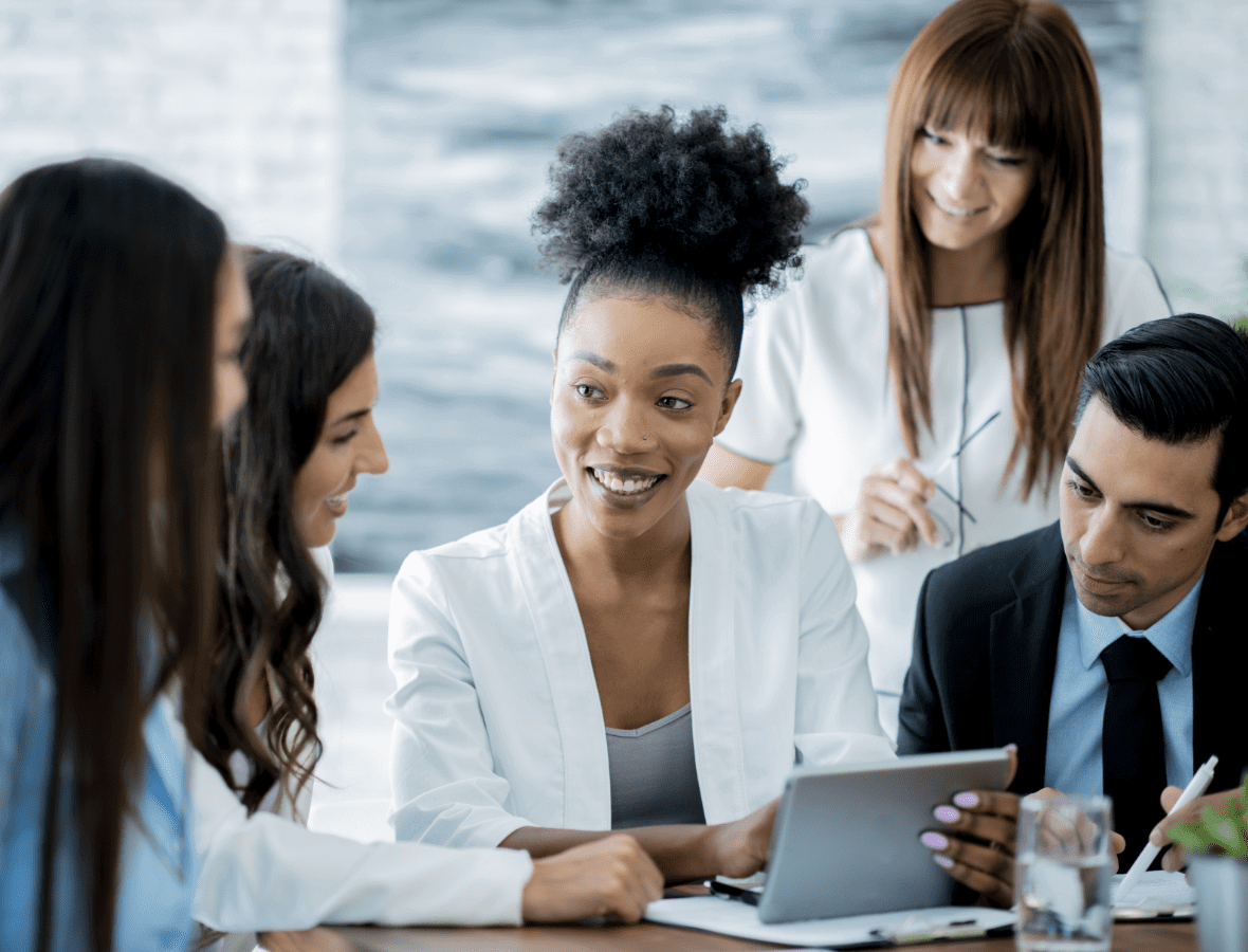 Group of professionals having a meeting.