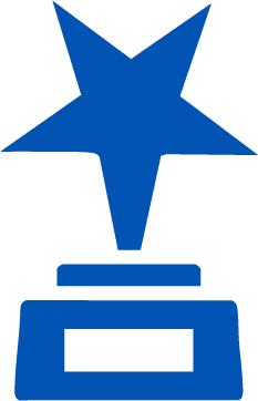 Blue icon of a book with a gear symbolizing settings or customization.