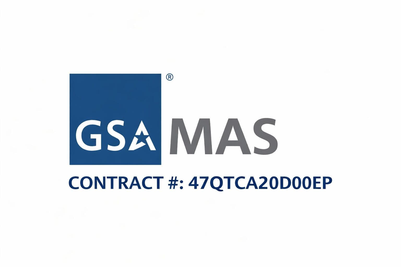 Gray and blue GSA MAS logo and contract