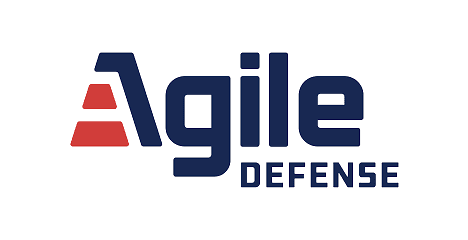 Logo of Agile Defense with stylized text and a shield symbol.