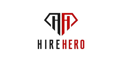 Logo with stylized letters 'H' and 'H' forming a diamond, with 'HireHero' text below.