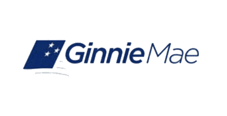 Logo of Ginnie Mae with blue text and design on a light background.