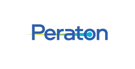 Logo of a company named Peraton with blue and green colors.