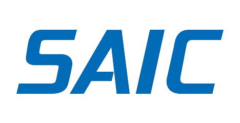 Blue logo with partial text 'SAIC' on a light blue background.